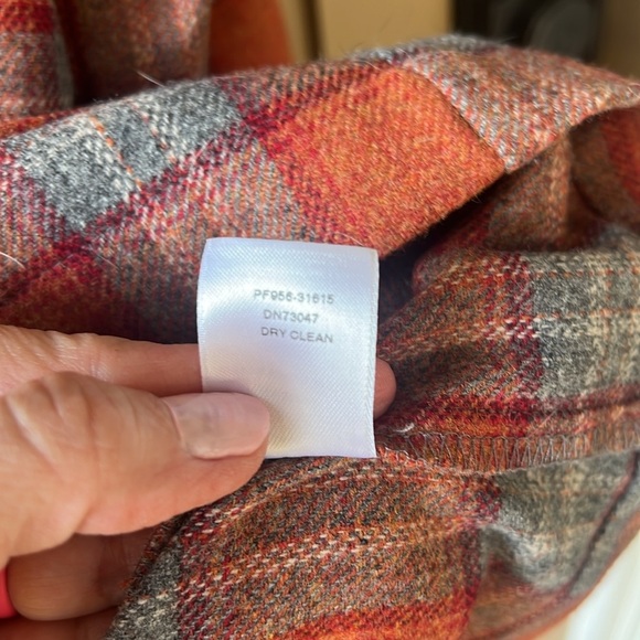 Pendleton Vintage Sz L Petite Wool Plaid Light Weight Cardigan Blazer Fall Tones - Picture 12 of 14